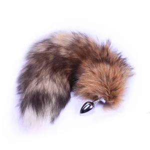 14 - 15 Brown Cat Tail Metal Butt Plug