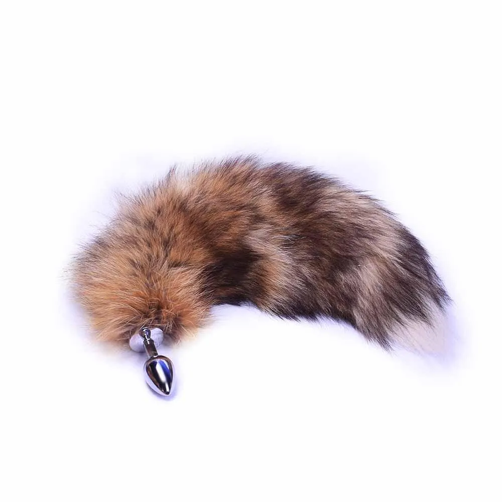 14 - 15 Brown Cat Tail Metal Butt Plug