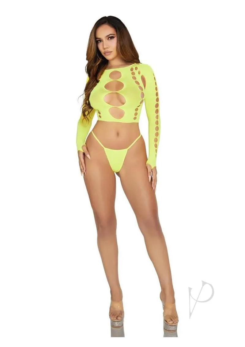 2 Pc Seamless Cut Out Long Sleeve Crop T