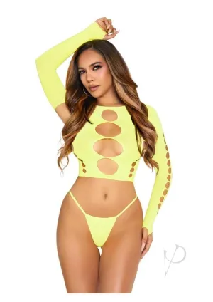 2 Pc Seamless Cut Out Long Sleeve Crop T
