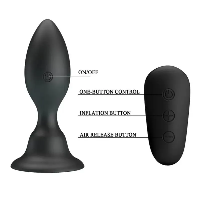 4.25-inch Silicone Black Waterproof Rechargeable Butt Plug with Remote