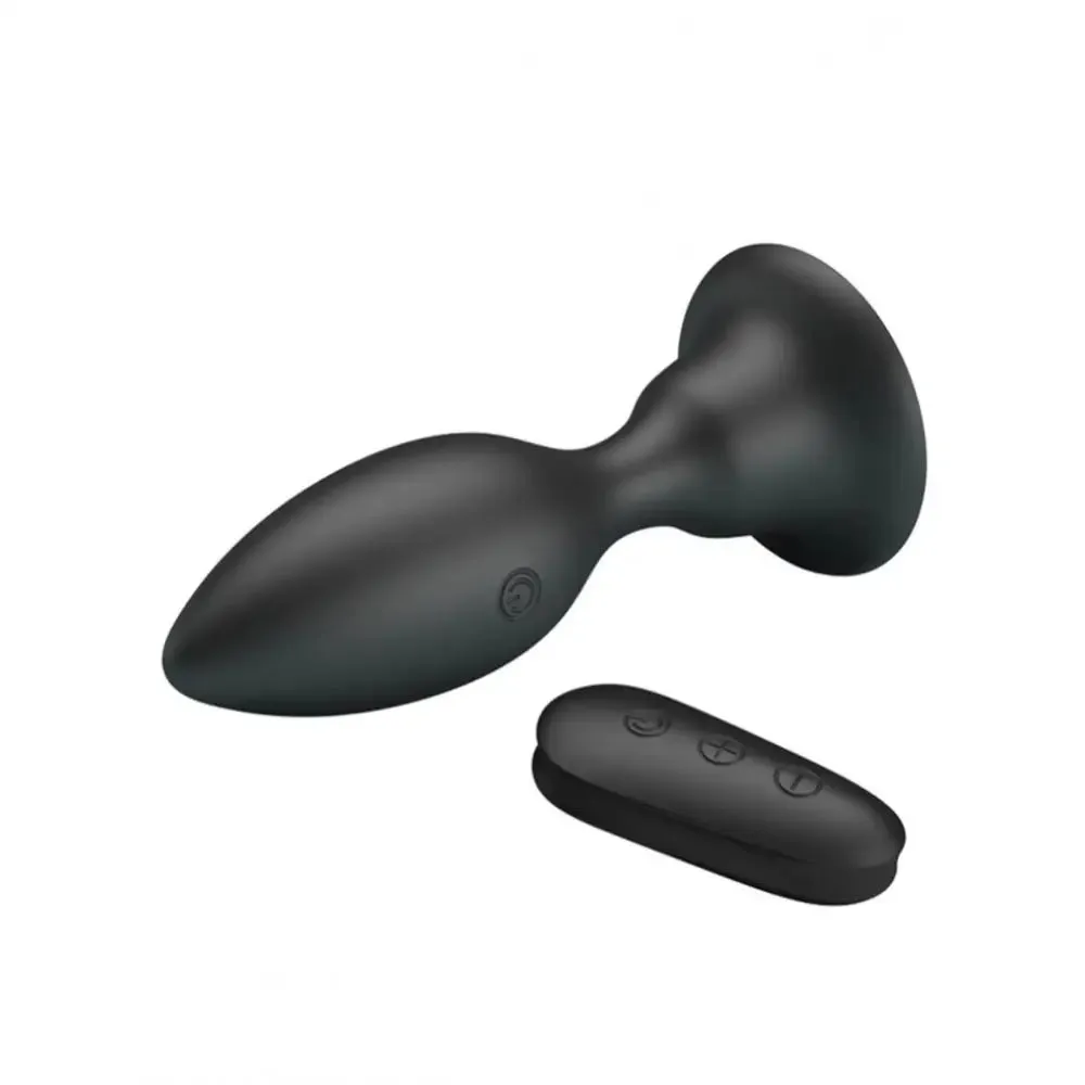 4.25-inch Silicone Black Waterproof Rechargeable Butt Plug with Remote