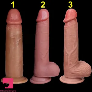 7.87in 8.27in Realistic Massage Silicone Dual Density Uncut Sliding Skin Dildo