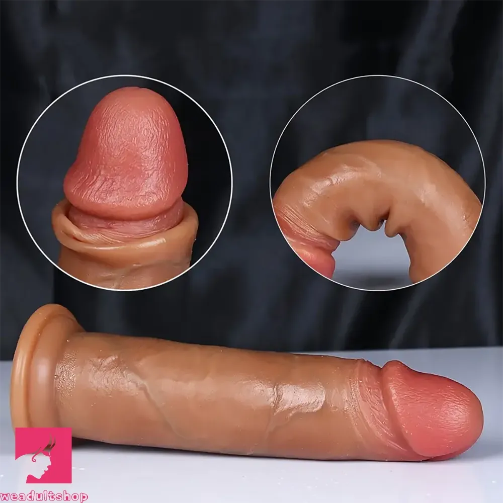 7.87in 8.27in Realistic Massage Silicone Dual Density Uncut Sliding Skin Dildo