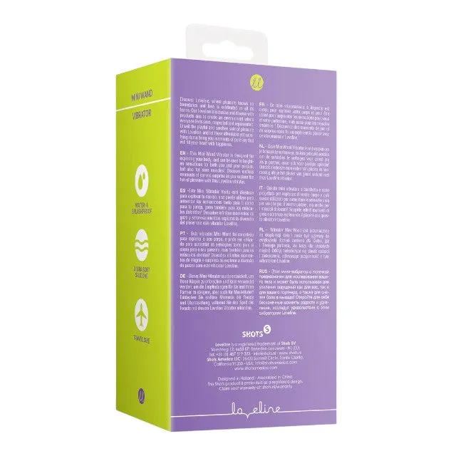 Aparat de masaj LOVELINE Mini Wand Vibrator. pentru corp și zone intime. 10 funcții de vibrație. lungime 11.4 cm. mov