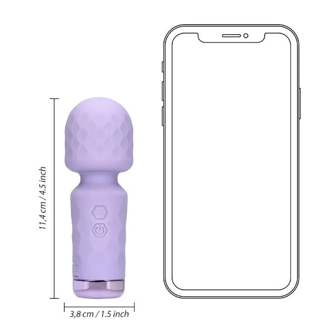 Aparat de masaj LOVELINE Mini Wand Vibrator. pentru corp și zone intime. 10 funcții de vibrație. lungime 11.4 cm. mov
