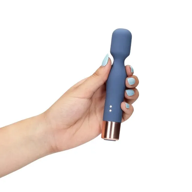 Aparat de masaj LOVELINE Mini Wand Vibrator. pentru corp și zone intime. 10 funcții de vibrație. lungime 14.3 cm. albastru