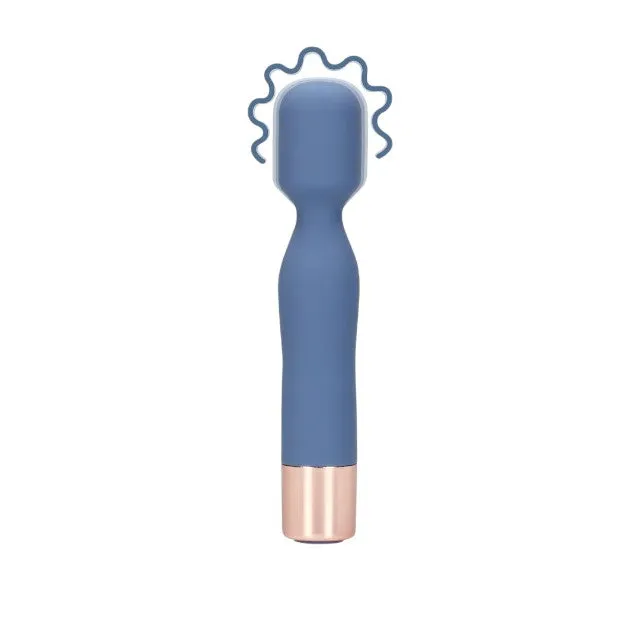 Aparat de masaj LOVELINE Mini Wand Vibrator. pentru corp și zone intime. 10 funcții de vibrație. lungime 14.3 cm. albastru