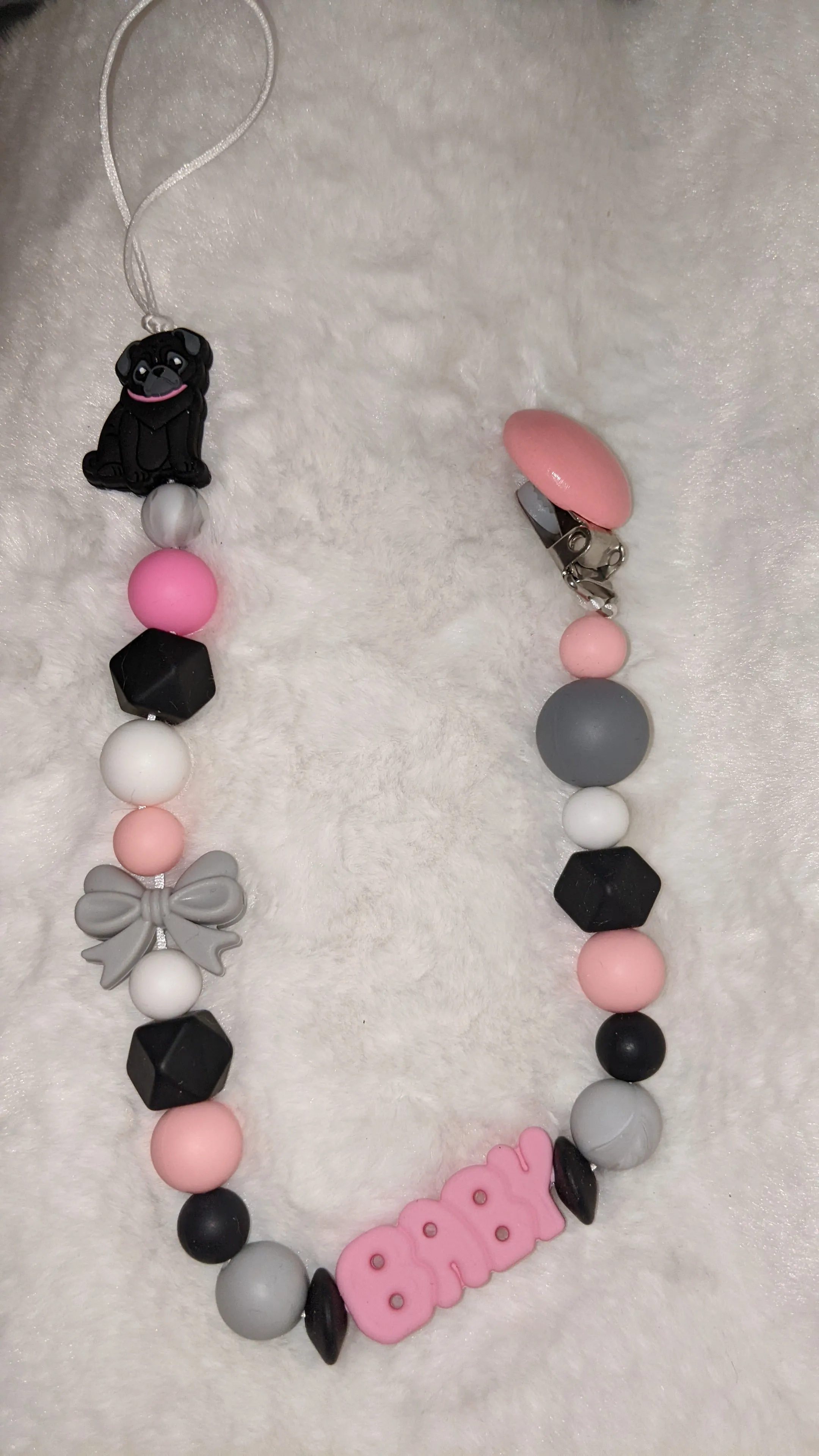 Baby Dog Silicone Teether Pacifier Clip