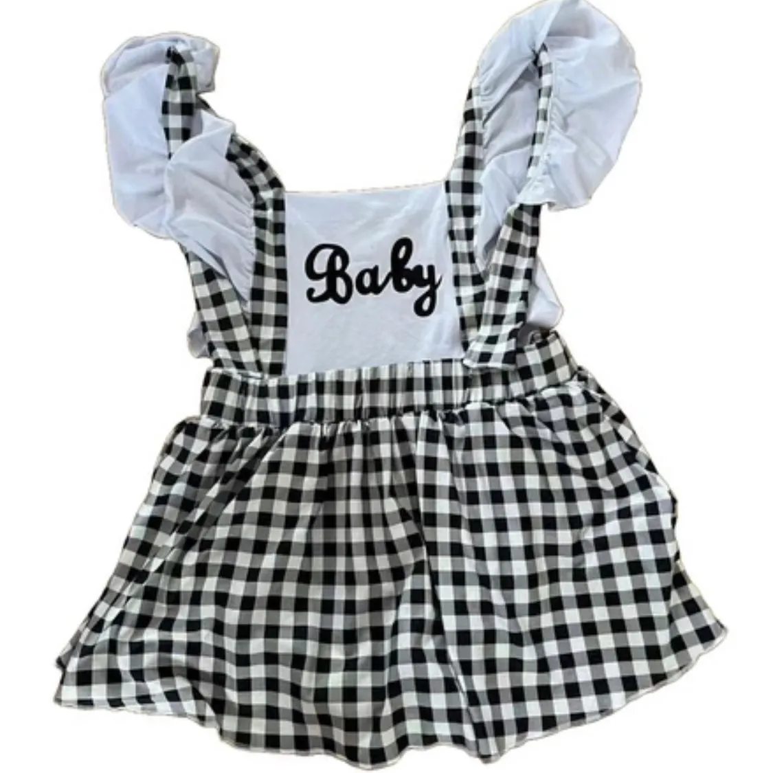 Black & White Baby Ruffle Romper Dress