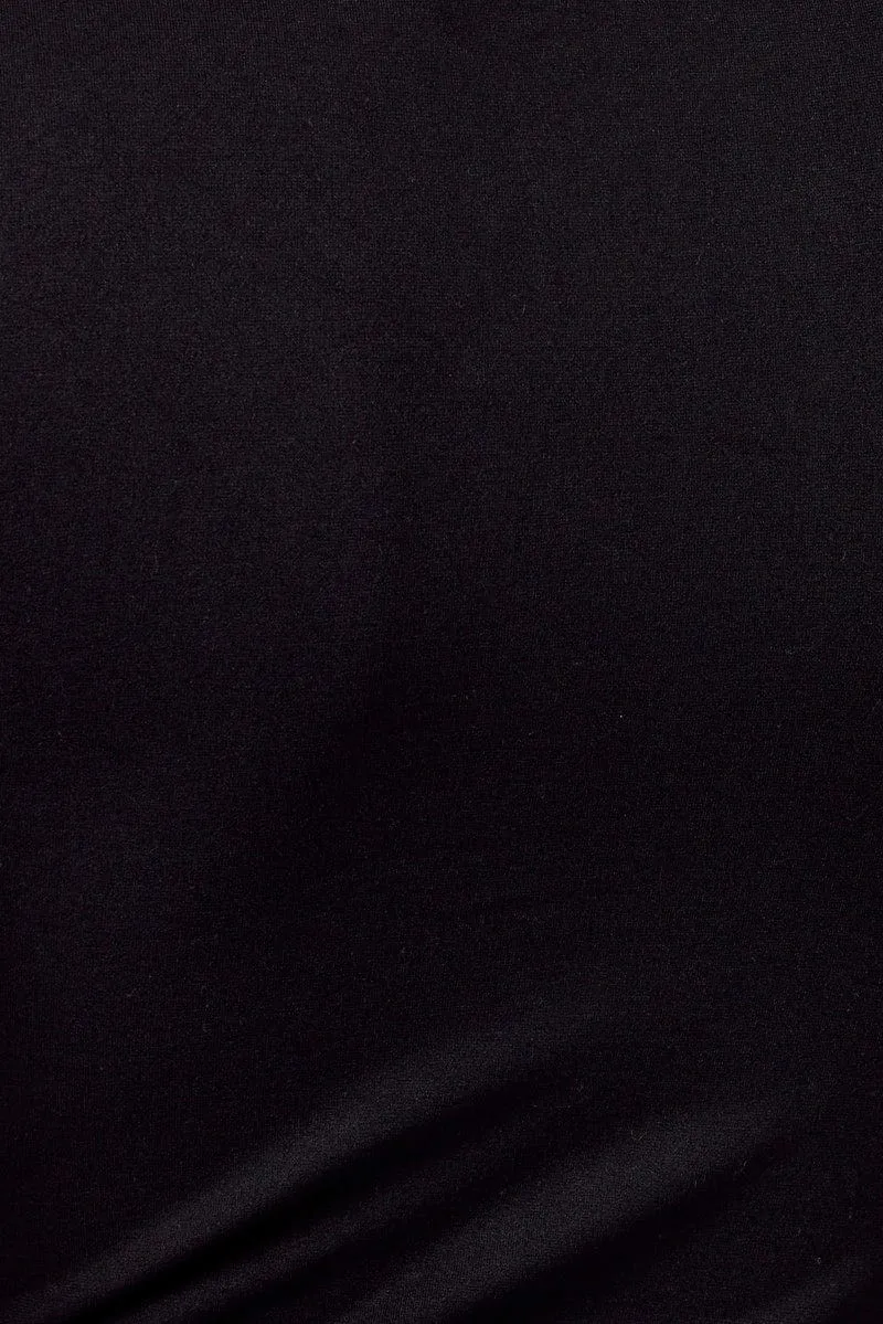 Black Bodysuit Short Sleeve Crew Neck Seamless