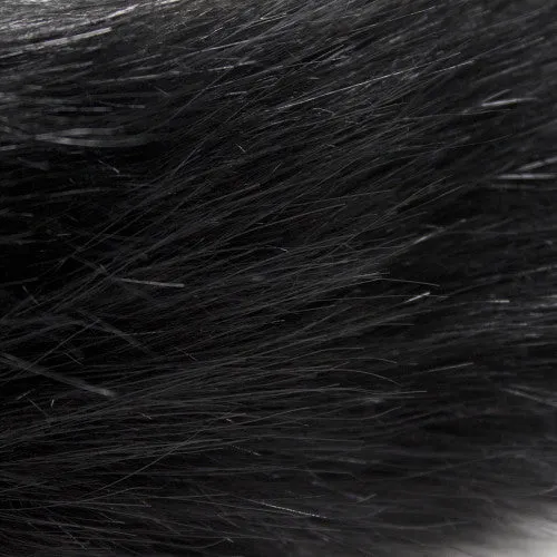 Black Faux Fur Tail with metal butt plug-SMALL