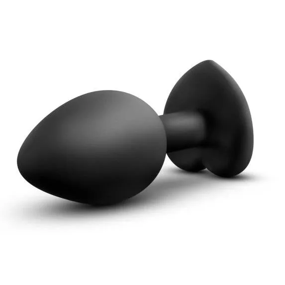 Bling Small Black Gem Heart Tipped Silicone Butt Plug