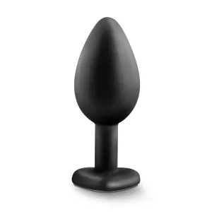 Bling Small Black Gem Heart Tipped Silicone Butt Plug