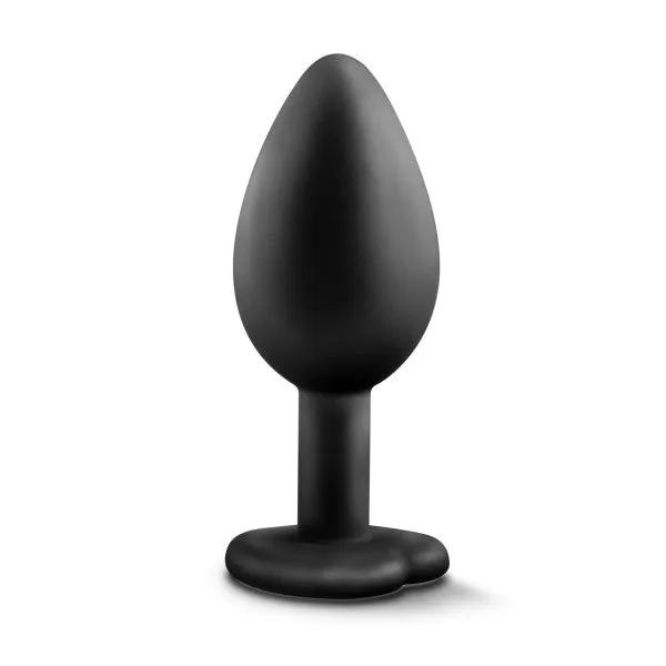 Bling Small Black Gem Heart Tipped Silicone Butt Plug