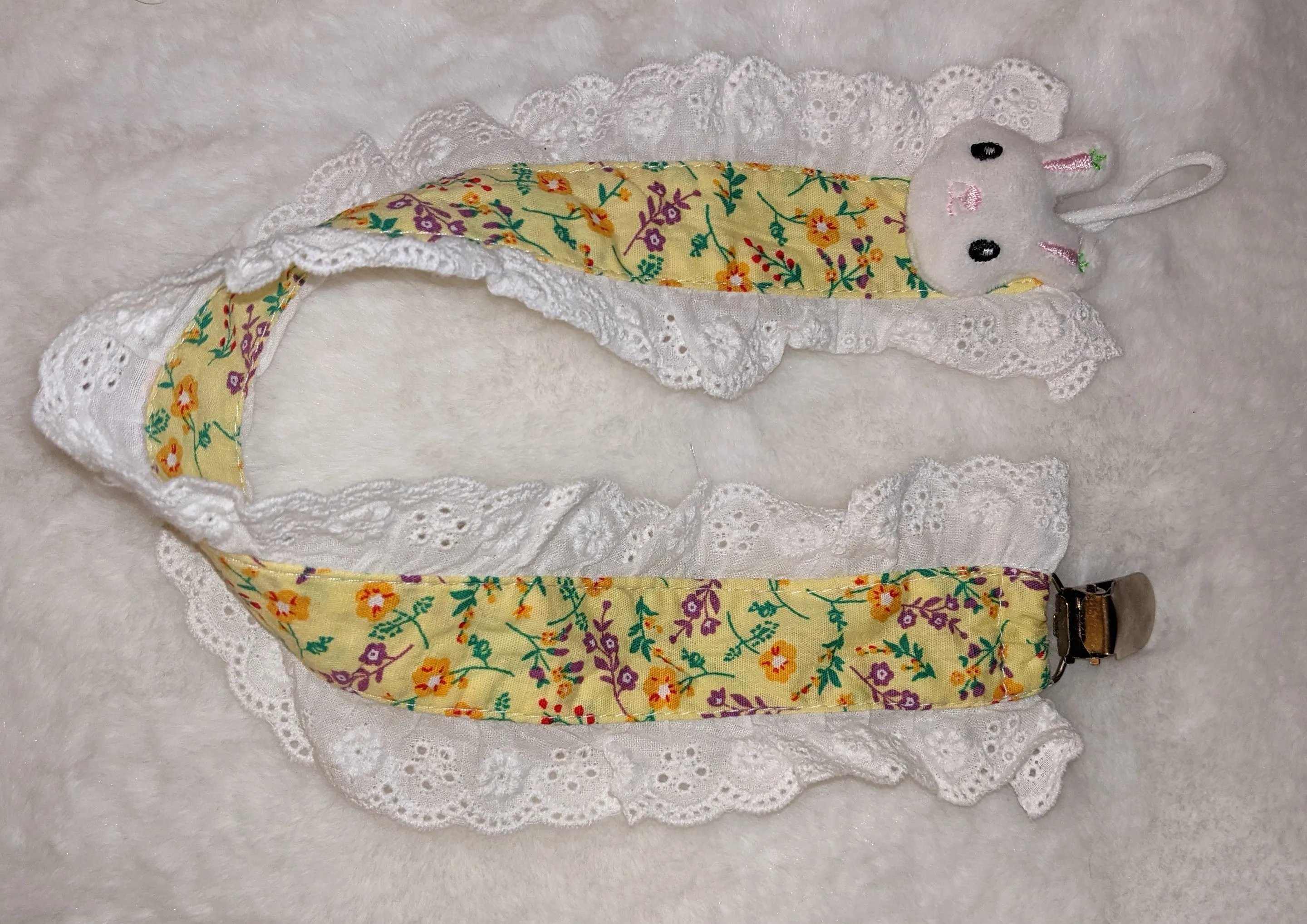 Bunny Plush Ruffle Deluxe Pacifier Clip