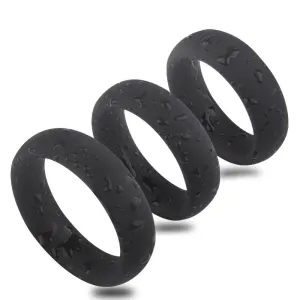 Come Closer Thick 3 Pack Cock Ring Set | Stretchy | Black