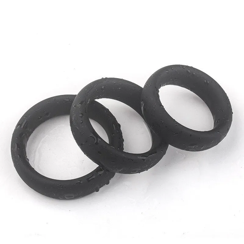 Come Closer Thick 3 Pack Cock Ring Set | Stretchy | Black