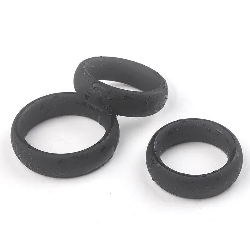 Come Closer Thick 3 Pack Cock Ring Set | Stretchy | Black