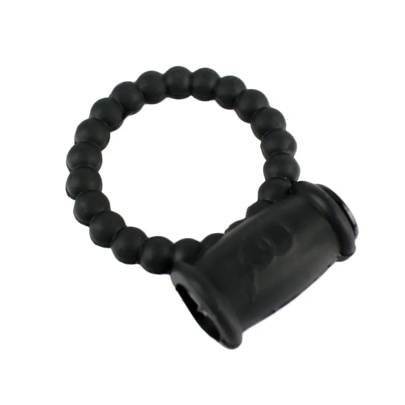 Come Closer Vibrating Beaded Stretchy Cock Ring | Black