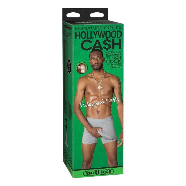 Dildo realist DOC JOHNSON Ultraskyn Signature Cocks - Hollywood Cash. bază cu ventuză pentru fixare. 29 cm. culoarea maro
