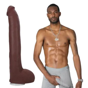 Dildo realist DOC JOHNSON Ultraskyn Signature Cocks - Hollywood Cash. bază cu ventuză pentru fixare. 29 cm. culoarea maro