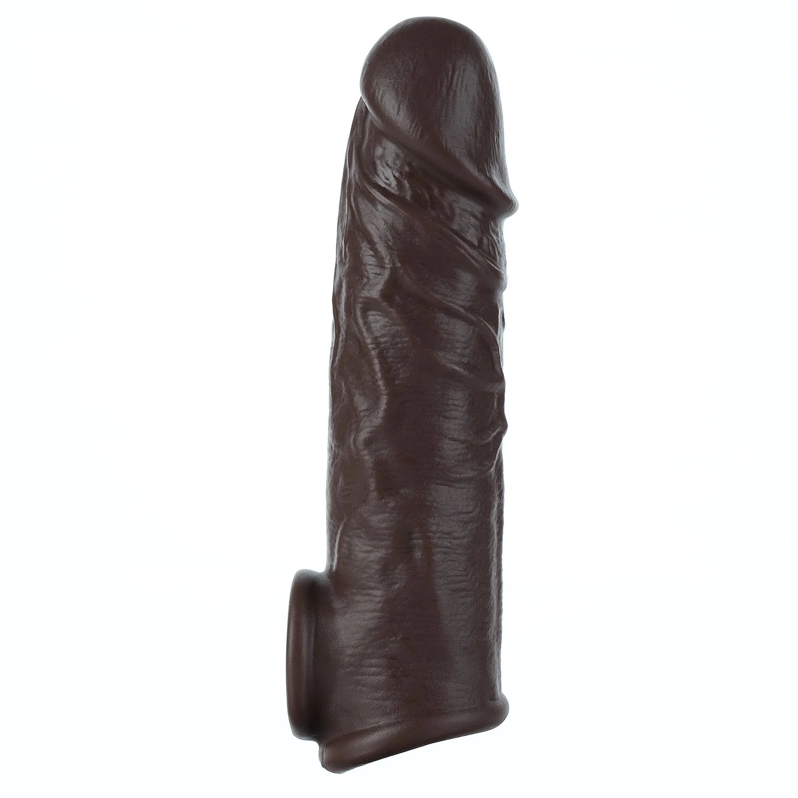 Ebony Realistic Dildo Cock Sleeve Extender - Life Size Silicone Penis Ring Male Sex Toy