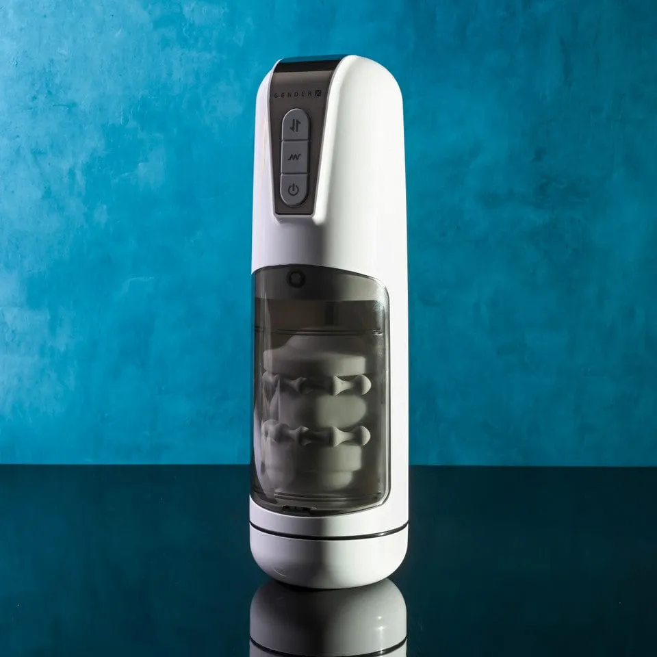 Evolved - Gender X Get Your Stroke On Thrusting Vibrating Masturbator (White)