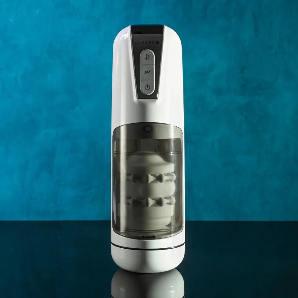 Evolved - Gender X Get Your Stroke On Thrusting Vibrating Masturbator (White)