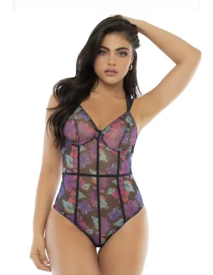 Floral Print Mesh Teddy w. Binding