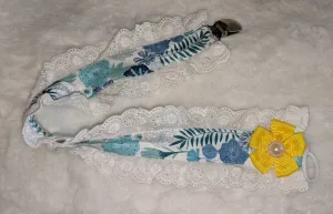 Flowers Bow Plush Ruffle Deluxe Pacifier Clip