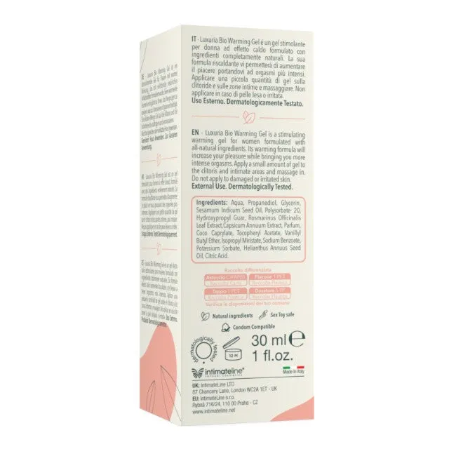 Gel LUXURIA - Bio Warming Gel. pentru stimulare cu efect de incalzire. 30 ml