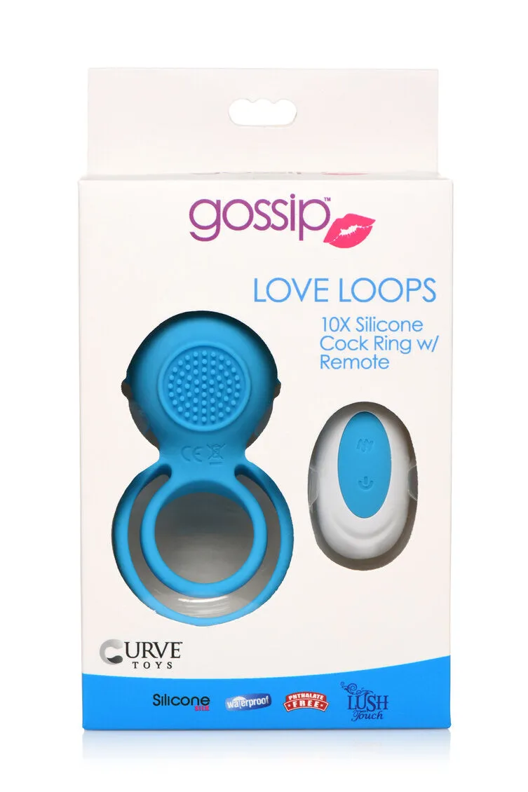 Gossip Love Loops 10X Silicone Azure Cock Ring W/ Remote