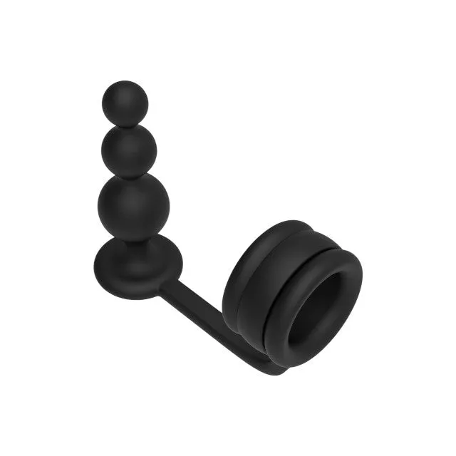 Inel pentru penis cu plug anal DREAMTOYS RAMROD 2-In-1 Dual Pleasure. lungime 11 cm. din silicon. negru