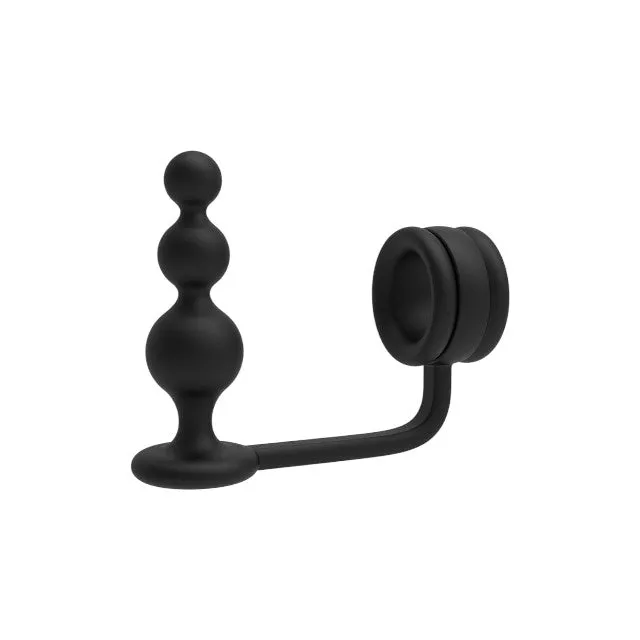 Inel pentru penis cu plug anal DREAMTOYS RAMROD 2-In-1 Dual Pleasure. lungime 11 cm. din silicon. negru