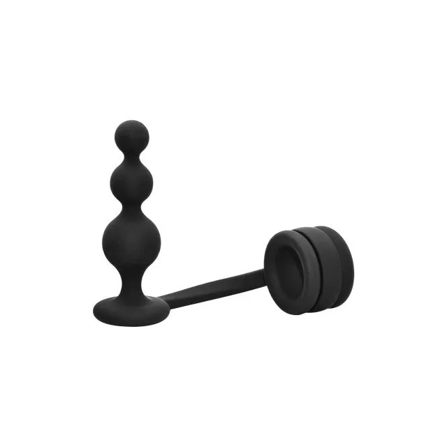 Inel pentru penis cu plug anal DREAMTOYS RAMROD 2-In-1 Dual Pleasure. lungime 11 cm. din silicon. negru