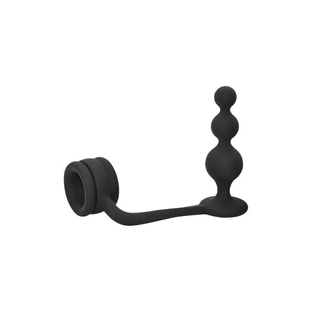 Inel pentru penis cu plug anal DREAMTOYS RAMROD 2-In-1 Dual Pleasure. lungime 11 cm. din silicon. negru