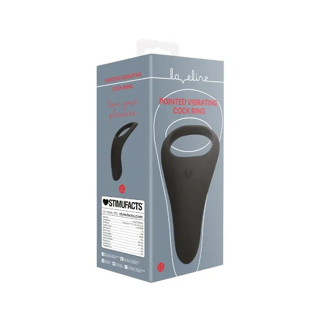 Inel vibrator pentru penis LOVELINE Pointed Cock Ring. 10 funcții de vibrație. din silicon moale. culoare negru