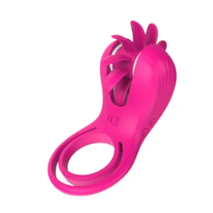 Inel vibrator pentru penis TOYZ4LOVERS Elys Mind Blower. cu limbi rotative pentru stimularea clitorisului. 9 funcții de vibrație. roz