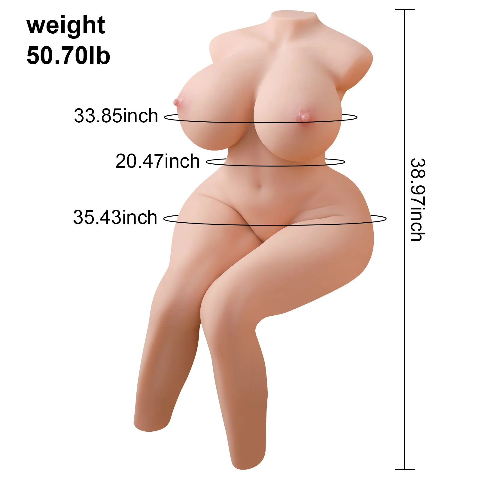 Juliet: 50.7lb Big Boobs Sex Doll Torso with Long Legs
