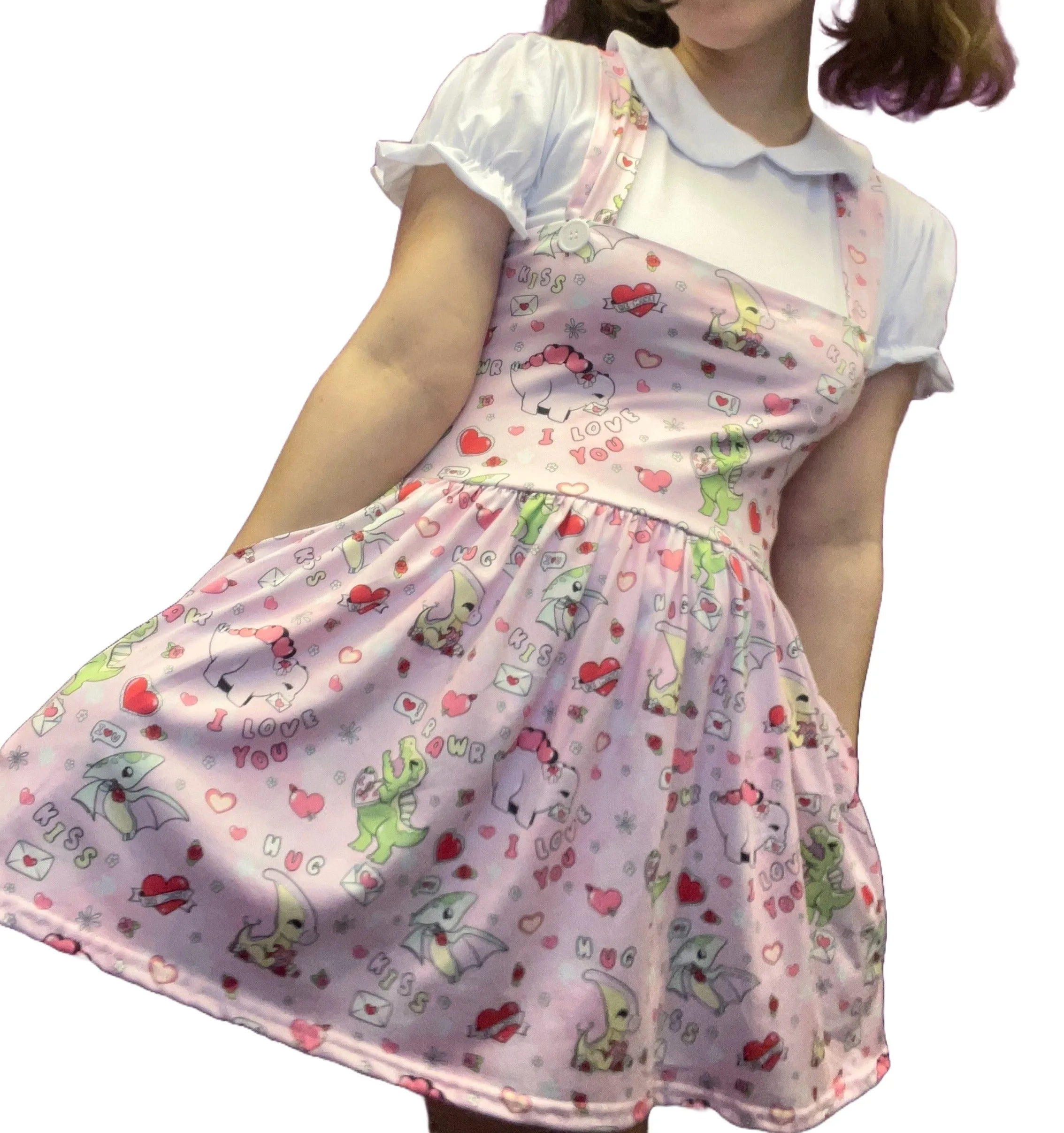 Love Dinosaur Suspender Skirt Dress