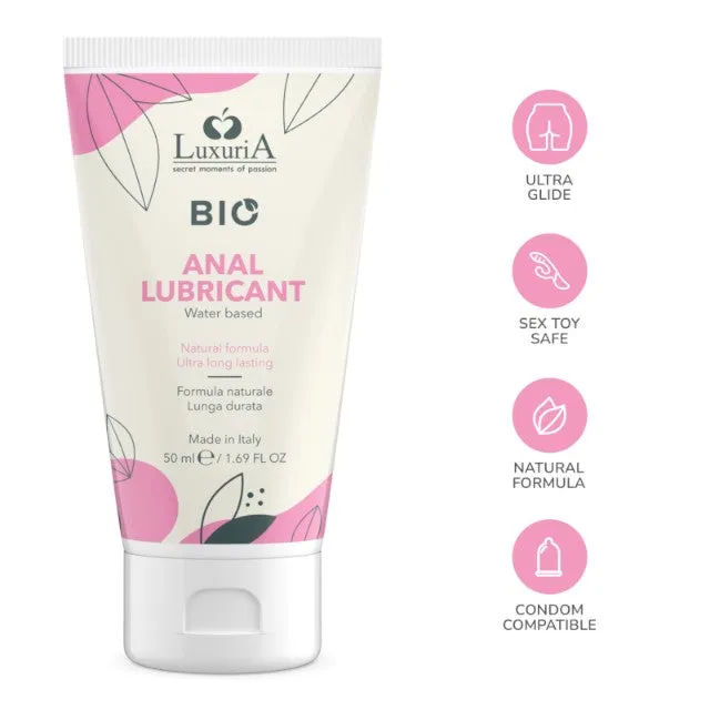 Lubrifiant anal LUXURIA Bio Anal Lubricant. formulă naturală pe bază de apă. cu efect de lungă durată. 50 ml (roz)