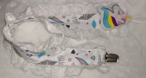 Magical Unicorns Plush Ruffle Deluxe Pacifier Clip