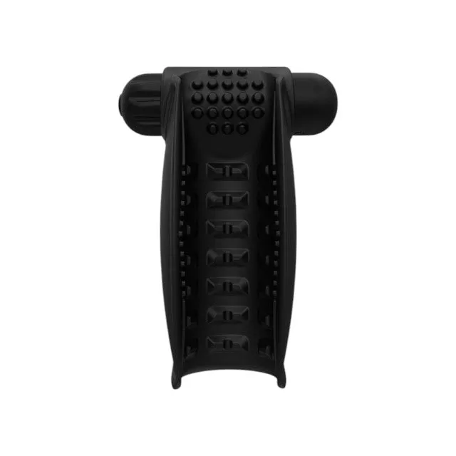Masturbator BATHMATE Hand Vibe. texturat pentru stimulare intensă. vibrator bullet inclus cu 10 funcții de vibrație. negru