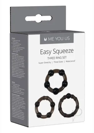Myu Easy Squeeze Cock Ring Set Black Os
