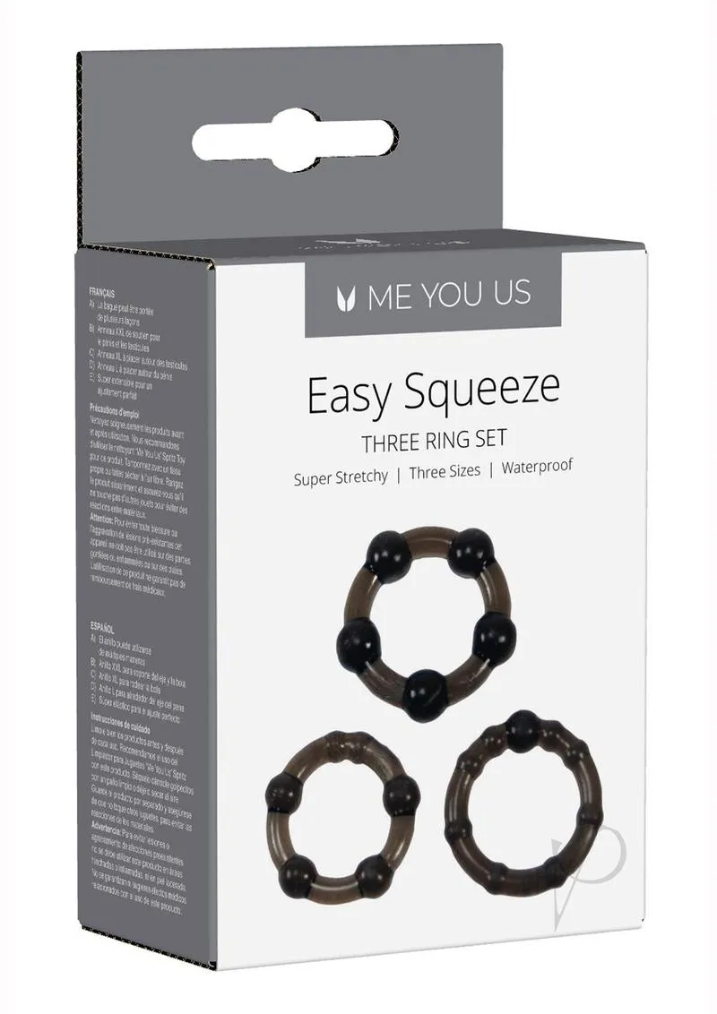 Myu Easy Squeeze Cock Ring Set Black Os