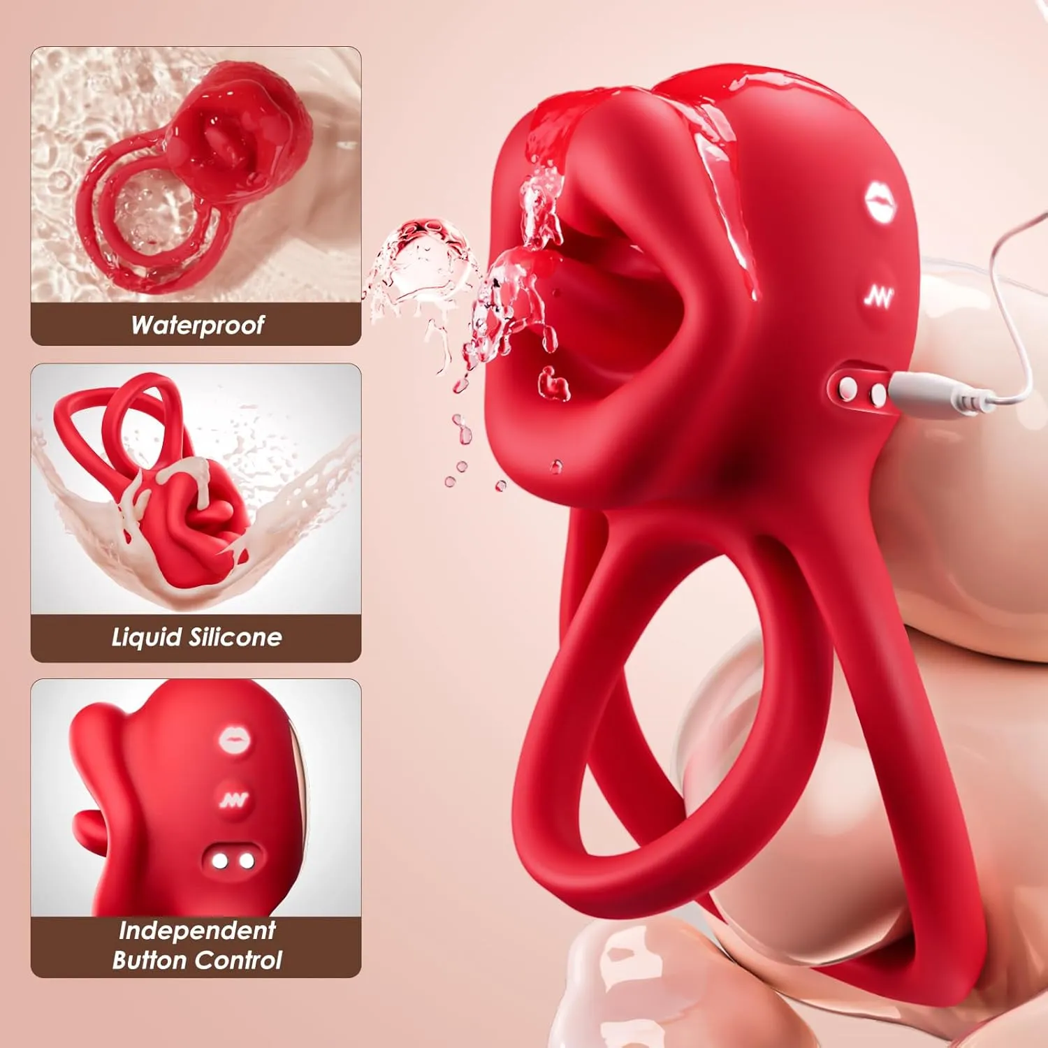 Noir Lover - Tongue Licking Vibrating Cock Ring For Couples & Solo Play