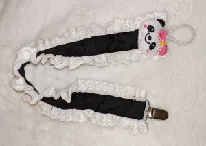 Panda Bear Plush Ruffle Deluxe Pacifier Clip