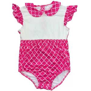 Pink & White Collared Cotton Bodysuit