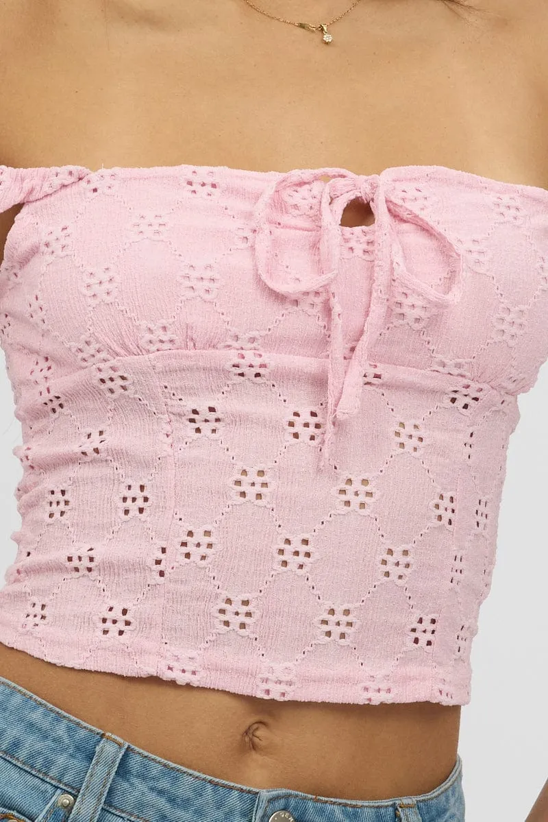 Pink Eyelet Top Sleeveless